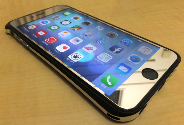 iPhone6 plus 鏡面 アルミ ガラスフイルム ケース (iPhone6 plus, 銀)＋バンパー